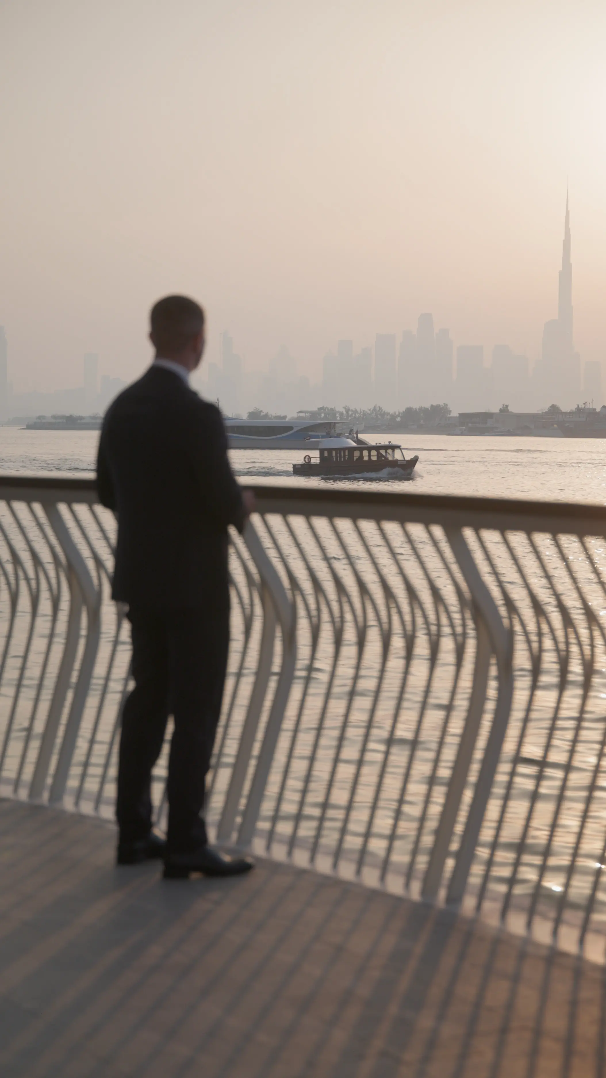 Vadim Negru overlooking the Dubai skyline